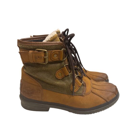 UGG Cecile Ankle Duck Boots Women's Size 6 Chestnut Waterproof Leather Western - Picture 1 of 9